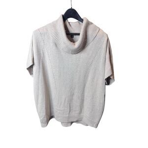 J.Jill Cowl Neck Short Sleeve Sweater Women’s Size Large Tall Tan Soft Knit Top